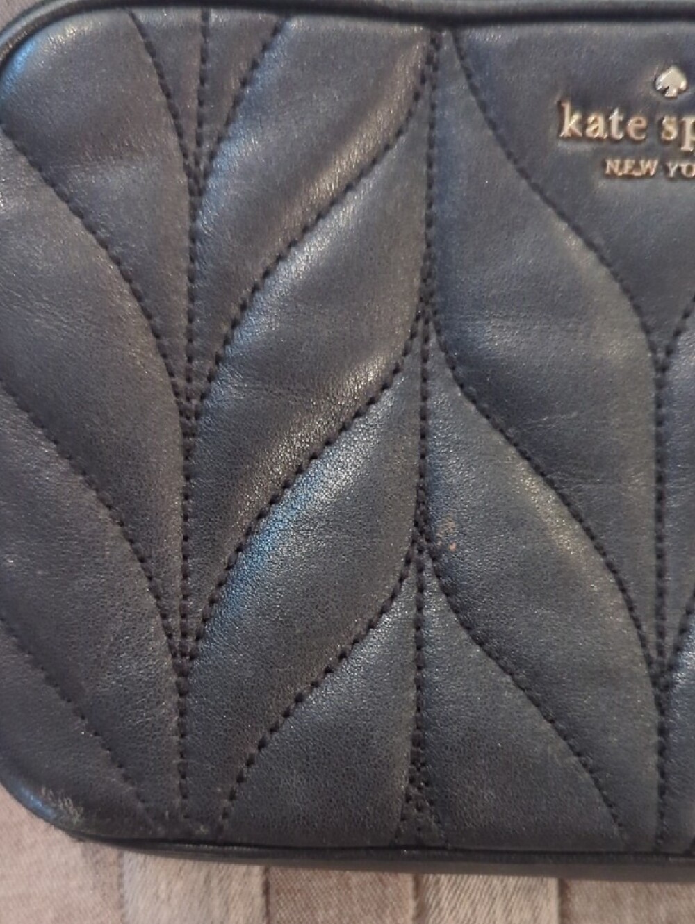 kate spade Black Quilted Leaf-Pattern Crossbody Bag - Picture 4 of 10